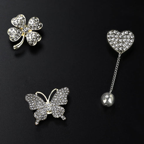 Rhinestone Bling Decoration Charms, Luxury Cute Jewelry Shoe Accessories for Women and Girls (Gold)