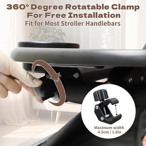CebraBounze Snack Tray Compatible with Nuna, Universal Stroller Snack Tray with Cup Holder and Phone Holder, Essential