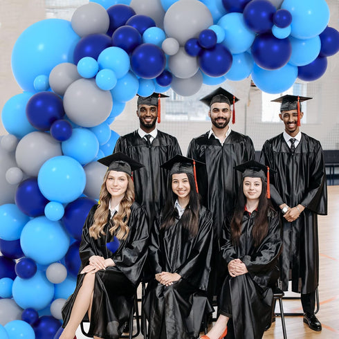 127PCS Navy Blue Gray Balloon Garland Arch Kit, Night Blue Light Blue Gray Night Blue Balloons for Jungle Safari Theme