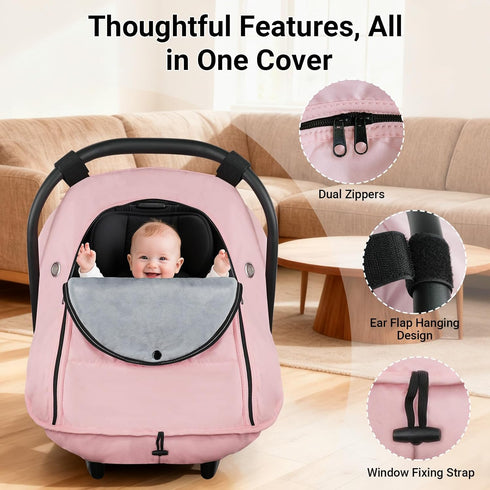 Metplus Winter Car Seat Cover Baby,Waterproof Carseat Covers Baby Boy Girl,Breathable Infant Car Seat Cover