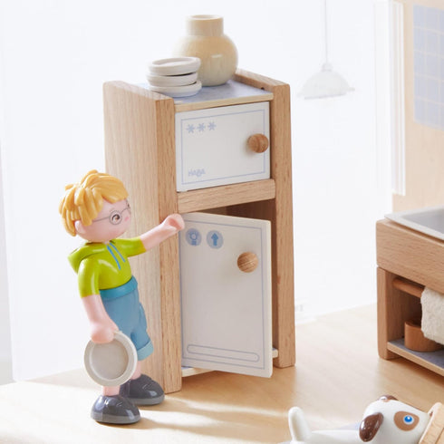 Set 4" HABA Little Friends Kitchen Room - Wooden Dollhouse Furniture for Bendy Dolls
