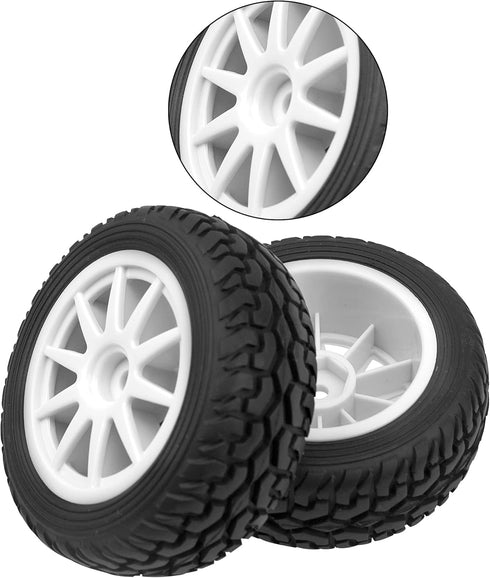 75mm/2.95'' Rubber Tires & Plastic Wheel Rims, 12mm Hex, Compatible with Traxxas HSP Tamiya HPI Kyosho 1/10 RC