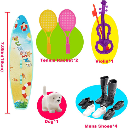 EuTengHao 25Pcs Doll Clothes for 12 Inch Boy Dolls - Includes 16 Different Wear Clothes and Accessories