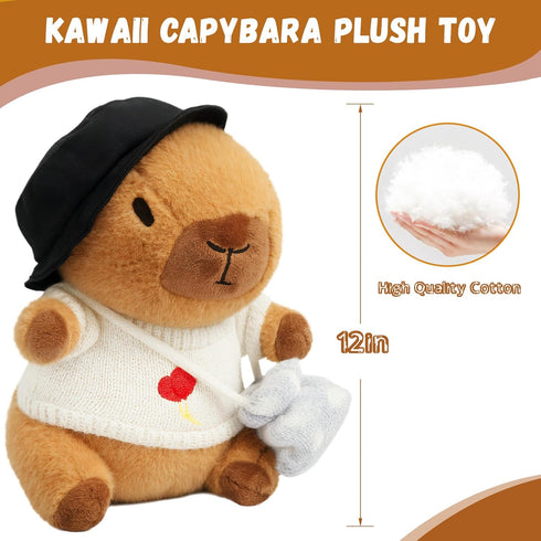 10 Set 9 10.2inch Pcs Capybara Plush with Clothes Capybara Stuffed Animal with Clothes and Accessories Dress Up Plush