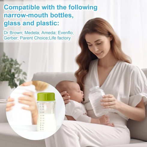 BOXOB 6pcs Narrow Baby Bottle Caps for Dr. Brown's & Medela, Reliable BPA Free Travel Bottle Cap with Sealing, Gasket