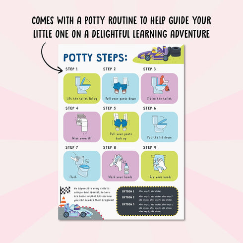 x10 23 Potty Training Reward Chart pcs - Race Car Potty Training Chart for Kids - Toilet Habit Training Chart