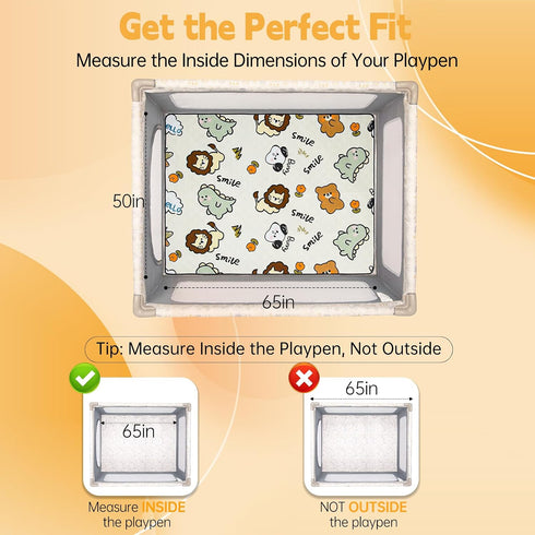 Fevbcnrj 65x50 Inch Playpen Mat, Playmat for Floor, Cushioning Padding Foam Playmat, Non-Slip for Play, Foldable