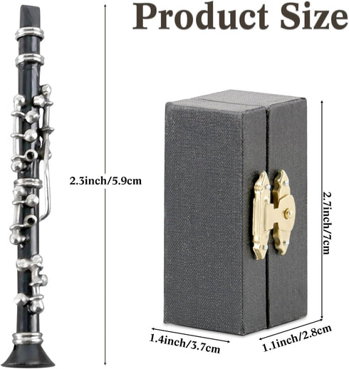 2.3inches EASTROCK Miniature Clarinet Model, Clarinet Model Musical Instrument Model with Case for Musical Birthday