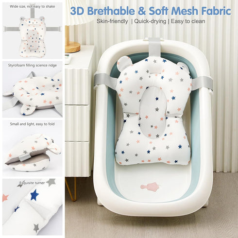 0-12 Colorlife Baby Bath Seat Support Net Infant Bathing Seat Support Mat, Adjustable Comfortable Non-Slip