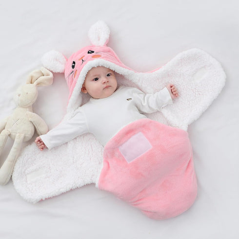 0-6Months 3-6Months) Winmany Baby Hooded Fleece Swaddle Blanket Newborn Fannel Cartoon Receiving Blanket Soft Plush