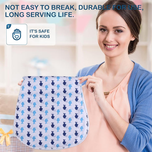 ELEOUTI 5pcs Unisex Cotton Burp Cloths Soft Absorbent Newborn Feeding Towels Printed Patterns for Drool and Spit-up