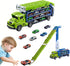 Carrier Truck Transport Toy, Foldable 2-Layer Car Race Track Playset with 25"