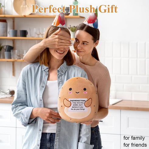 Finebee 10" Potato Plush, Cute Potato Stuffed Animal, Positive Doll Funny Reduce Pressure Toy Cheer Up Gifts for Girls