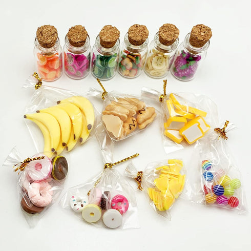 13 Packs Cute 1:12 Miniature Dollhouse Food, Lollipop, Toast, Cheese, and Donut Accessories
