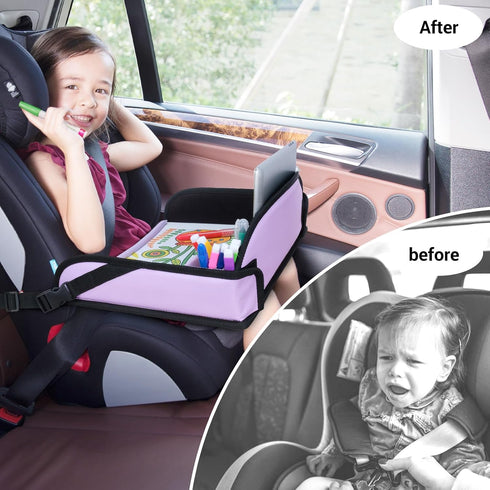 COOLBEBE Kids Travel Tray for Car Seats, Toddler Lap Desk with Dry Erase Surface, Portable Activity Table for Road