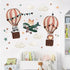 Yovkky Hot Air Balloon Airplane Wall Decals Stickers, Cute Animals Aircraft Lion Fox Raccoon Cloud Stars Neutral