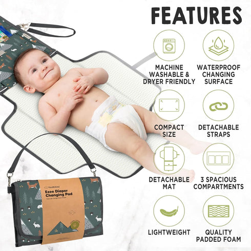 KeaBabies Portable Diaper Changing Pad and Waterproof Baby Changing Pad - Waterproof Travel Changing Mat for Baby