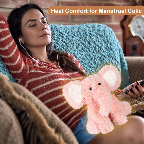 SuzziPals Heatable & Coolable Elephant Stuffed Animals, Microwavable Heating Pads, Stress & Discomfort Relief
