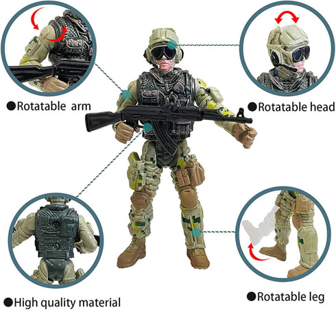 SCAHOW 6pcs 3 4 5 6 7+ Playsets Military Action Figures, Soldier Toys for Year Old Boys, Amy Men Action Figures