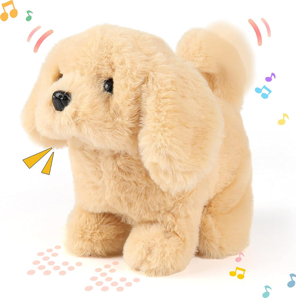 Hopearl Walking Dog Golden Retriever Interactive Electronic Pet Plush Toy Puppy with Moving Head for Toddlers