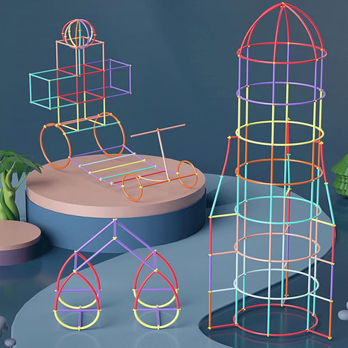ZOZOPLAY Straw Constructor STEM Building Toys, 800 Piece Straws and Connectors, Colorful Interlocking Engineering Toys