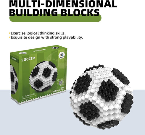 Set 215PCS, 3D 14 KADELE Fun Soccer Building Extremely Challenging STEM Building Blocks Decor for Adults Kids, Micro