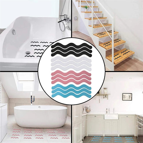 Generic 6Pcs S Shaped Anti Slip Strips Waterproof Safety Shower Stickers Self-Adhesive Non Tape for Bathtub Stairs