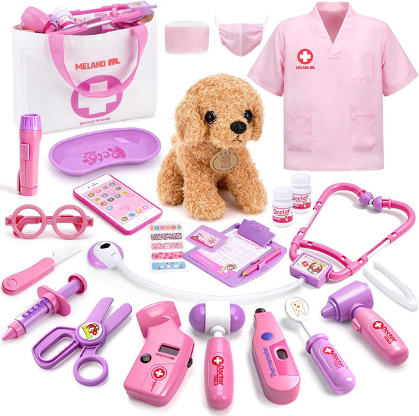 Meland Toy Doctor Kit for Girls, Pretend Play Toy Doctor Set with