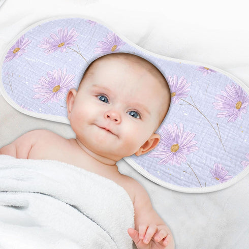 decor gift 4 Pack 22x11in Cotton Muslin Burp Cloth Soft Touch Daisy Flower Pastel Purple Cloths spit up rag for Gender
