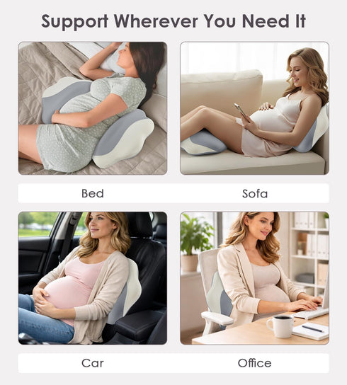 Pregnancy Pillows for Sleeping, Memory Foam Maternity Pillow Support for Back Belly HIPS, Adjustable Travel Wedge