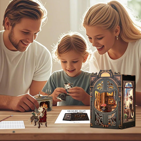 (Count CUTEBEE DIY Book Nook Kit, Miniature House Kits for Adult and Teens, DIY Miniature Book Nook kit with Sensor Led