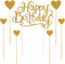 PALASASA Happy Birthday Cake Toppers Gold Glitter Letters "Happy Birthday" and Love Star, Party Decorations, Set of 7