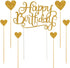 PALASASA Happy Birthday Cake Toppers Gold Glitter Letters "Happy Birthday" and Love Star, Party Decorations, Set of 7
