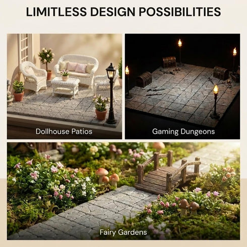REDUCIO! 1/12 50pcs, Dollhouse Flooring, Miniature Pavement Bricks, Scale Accessories, Mini Bricks for Landscaping