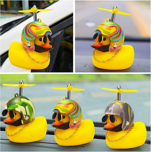 wonuu Rubber Duck Car Decorations, Cute Yellow Duck Dashboard Ornaments with Propeller