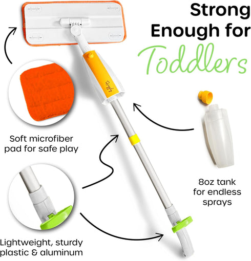 35 Set Quiggly Toddler Spray Mop Two-Handed Design for Ages with Real Water Sprayer Montessori Functional Cleaning Toy