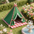 Minamzee 1:12 Dollhouse Camping Bed Tent, Mini Green Cloth Tent with Carpet, Miniature