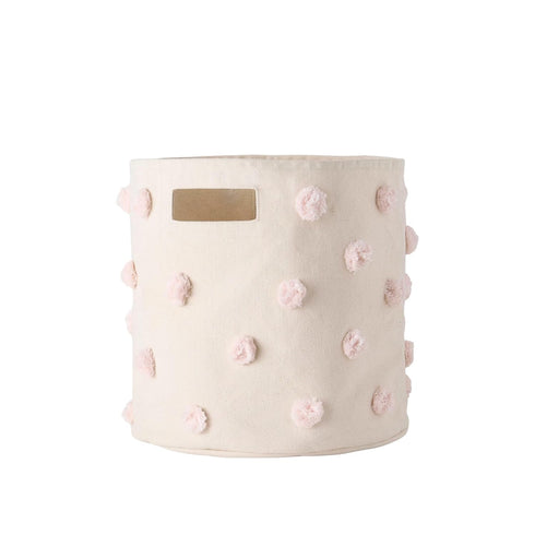 Pehr Pom Pom Basket, Bin (Blush) | 100% Cotton Canvas Storage for