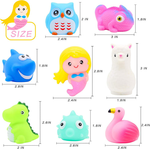 Animal Bath Toy Set with 8 Pcs Floating Auto Flashing Early Learning Toys for Kids & Pets, Dinosaur Shark Flamingo