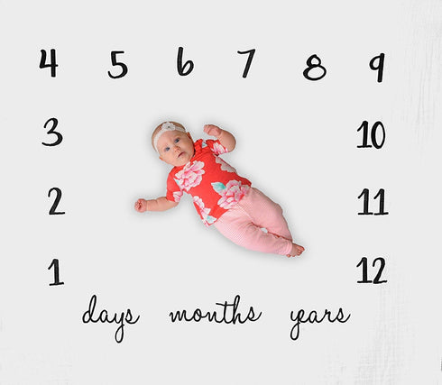 Baby Milestone Blanket Month to Month Photography Props - Extra Large 52 x 47 inch Monthly Age Blankets Create Personalized Photos for Each Month by Kiddo Kind