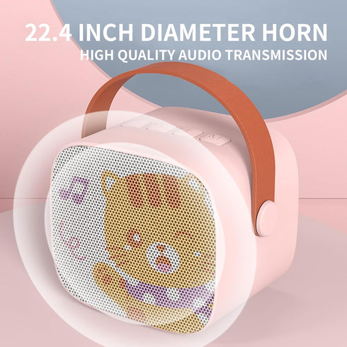 Mini Karaoke Machine for Kids, Portable Bluetooth Speaker with Wireless Microphone, Music Player Toys for Girls and
