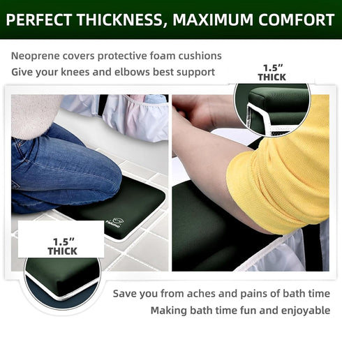 Elbow Set Bath Kneeler and Rest Baby Bath Kneeling Pad, Thick Anti-Slip Bathing Kneeling Mat Cushion Quick Drying