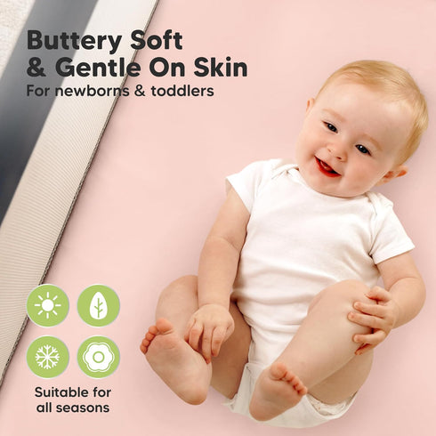 2-Pack Pack 38 26 Pack Waterproof and Play Sheets, Mini Crib Sheets Fitted for Boy, Girl - x Viscose from Bamboo N Play