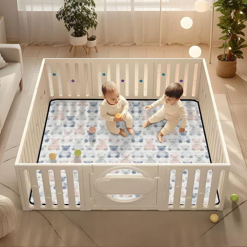 Yuiboo Tummy 50'' 50'' Fast Food Delight Dark Soft Padded Baby Activity Play Mat for Indoor Outdoor Waterproof Time