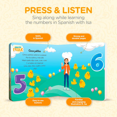 Aprende Peque Counting 14 6 Musical Book for Toddlers | Canta con Isa: Aprende Los Nmeros | Interactive Spanish Sound