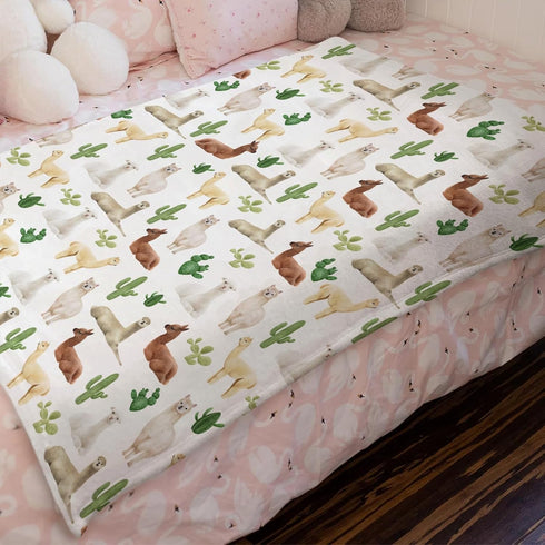 Watercolor Llama Alpacas Cactus Baby Blanket for Boy Girl, Soft Receiving Blanket, 30x40, Desert Animal