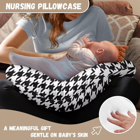 Drnuikhe Slipcover,Tummy Houndstooth Nursing Pillow Covers Stretchy Breastfeeding Pillowcase Breastfeeding Pillow Time