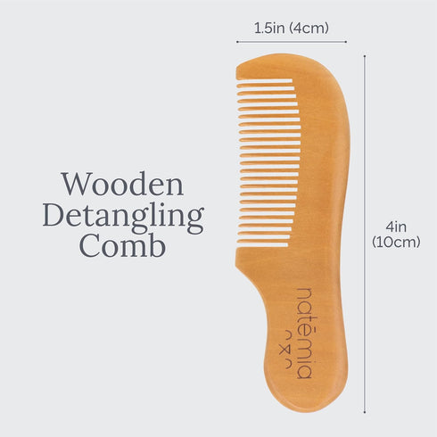 Natemia Wooden Baby Hair Brush & Comb Set, Soft Bristle for Newborns, Perfect Baby Shower Gift