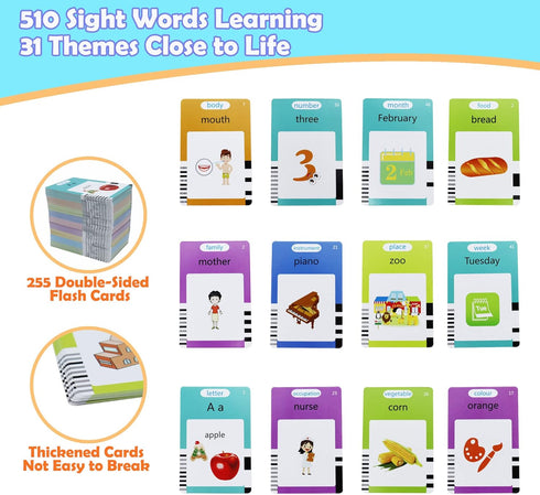 510 Words Alphabet Talking Flash Cards - Educational Interactive Toy for 3-8 Year Olds, Birthday Gifts for Kids