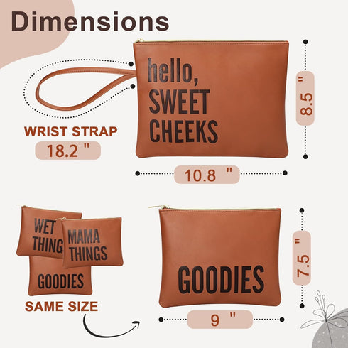 Set 4 Packing MOMINSIDE Baby Diaper Bag Organizer, Water Resistant Wet Bags of Leather Diaper Clutch,Diaper Bag